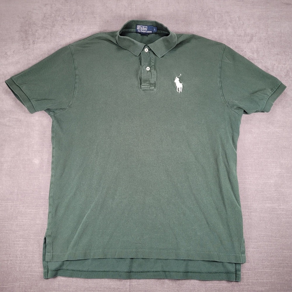 Ralph Lauren Polo Big Pony Rugby‎ Shirt Green Logo Short Sleeve L